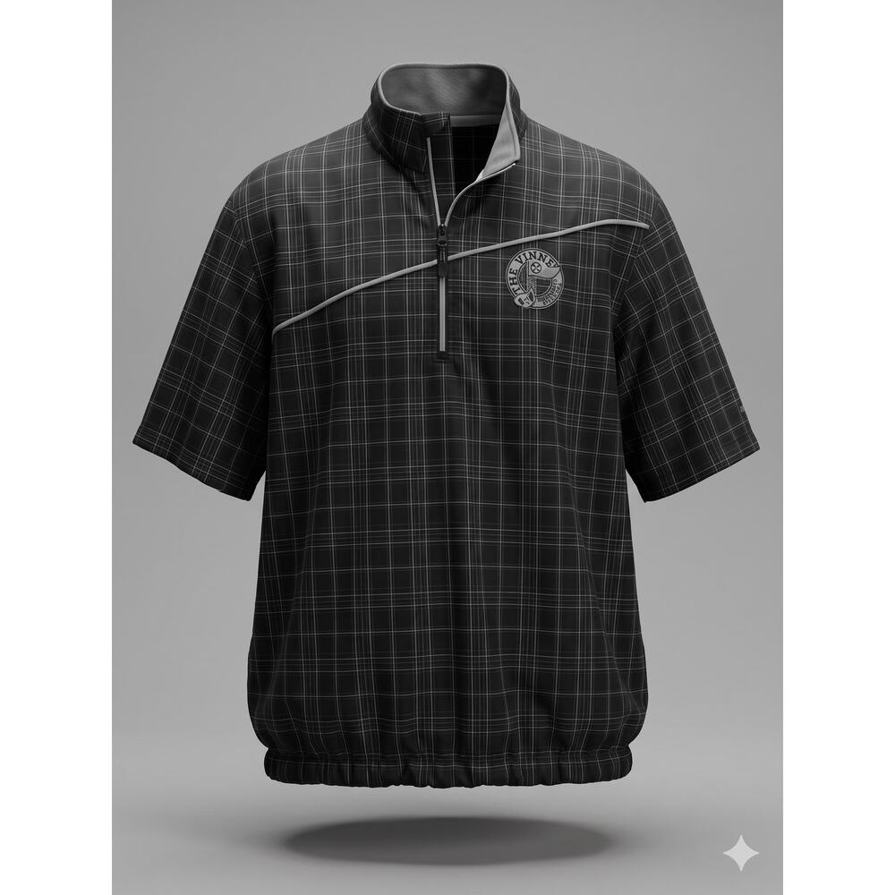Sunice Mens L Dadcore Gorpcore Preppy Golf Short Sleeve Plaid 1/4 Zip Pullover
